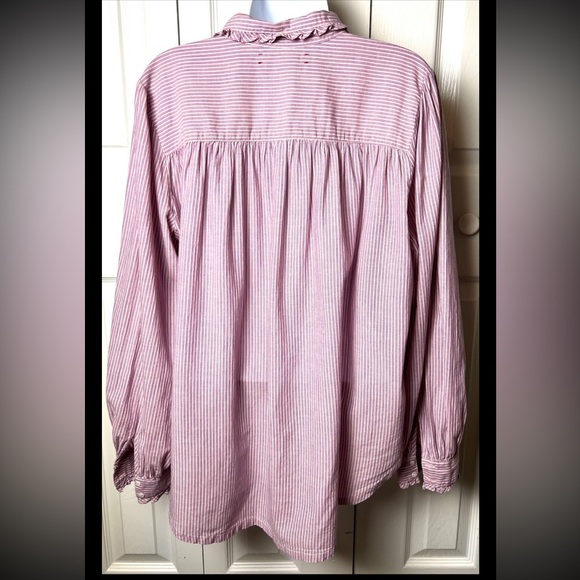 XIRENA Hale Blouse Shirt Button Down Ruffle Pink Purple Long Sleeve Small - Picture 3 of 9